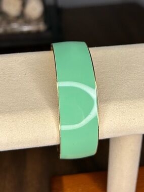 J. Crew Mint Green Wide Enamel Cuff Bracelet